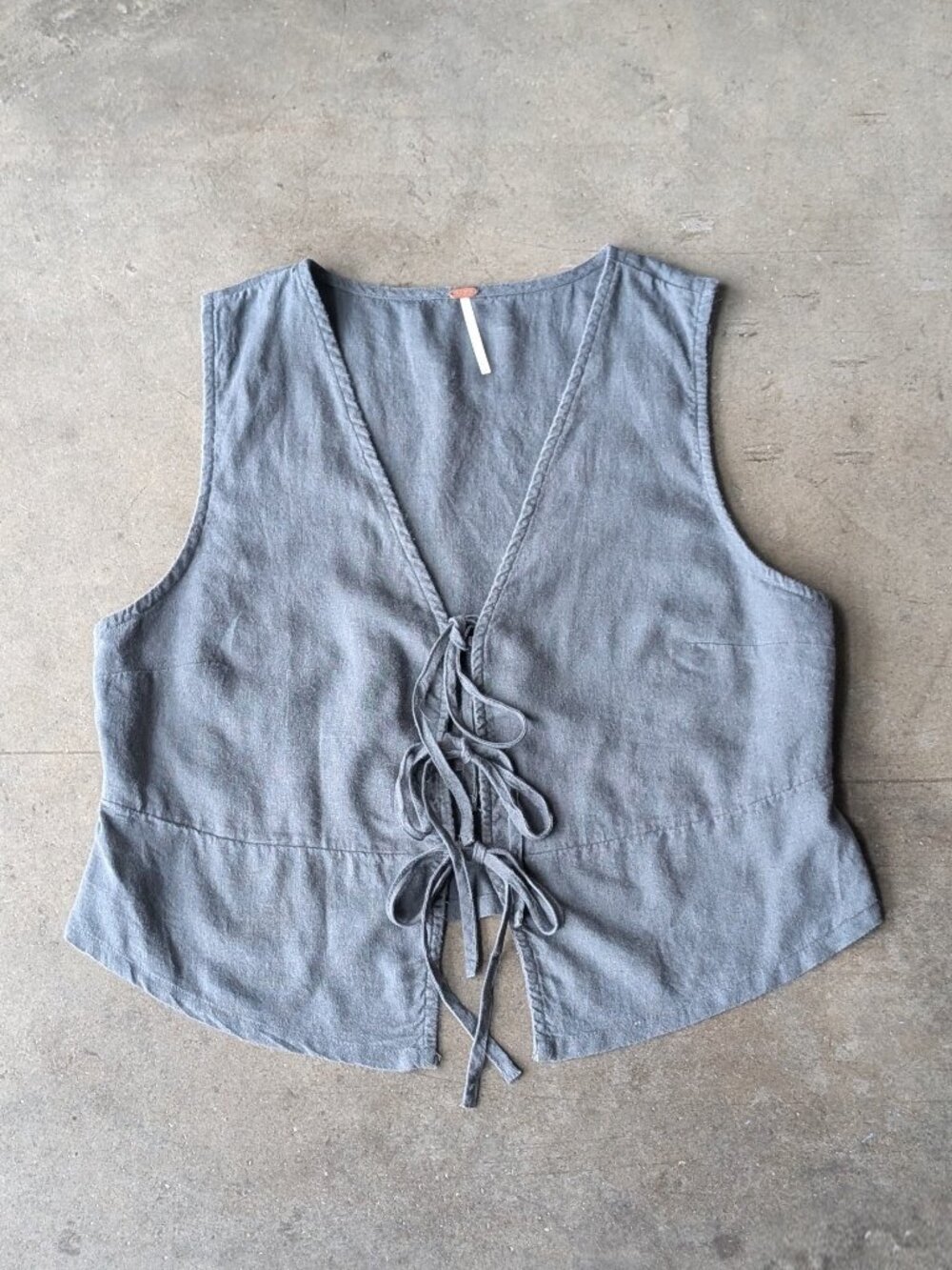 Free People Linen Blend Sleeveless Tie Front Vest Top large